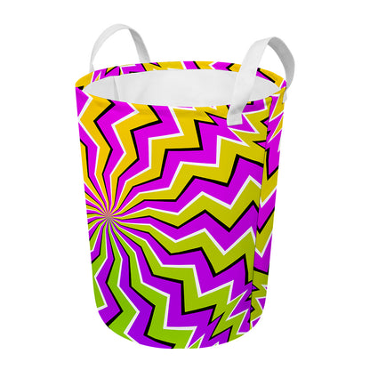 Colorful Dizzy Moving Optical Illusion Round Laundry Basket