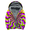 Colorful Dizzy Moving Optical Illusion Sherpa Lined Zip Up Hoodie
