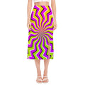 Colorful Dizzy Moving Optical Illusion Side Slit Midi Skirt
