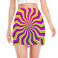 Colorful Dizzy Moving Optical Illusion Side Slit Mini Skirt