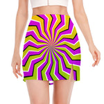 Colorful Dizzy Moving Optical Illusion Side Slit Mini Skirt