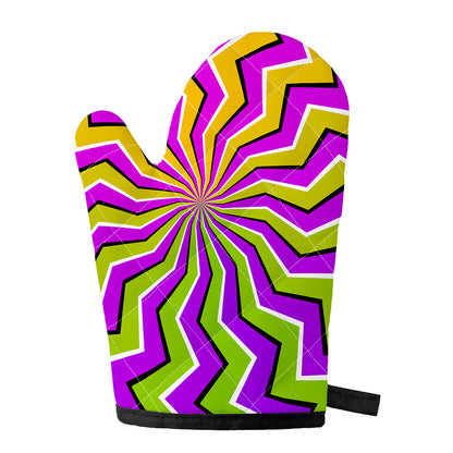Colorful Dizzy Moving Optical Illusion Single Oven Mitt