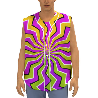 Colorful Dizzy Moving Optical Illusion Sleeveless Baseball Jersey