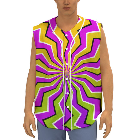 Colorful Dizzy Moving Optical Illusion Sleeveless Baseball Jersey