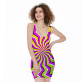 Colorful Dizzy Moving Optical Illusion Sleeveless Bodycon Dress
