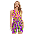 Colorful Dizzy Moving Optical Illusion Sleeveless One Piece Swimsuit
