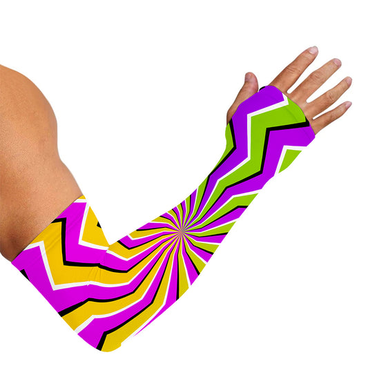 Colorful Dizzy Moving Optical Illusion Sun Protection Arm Sleeves