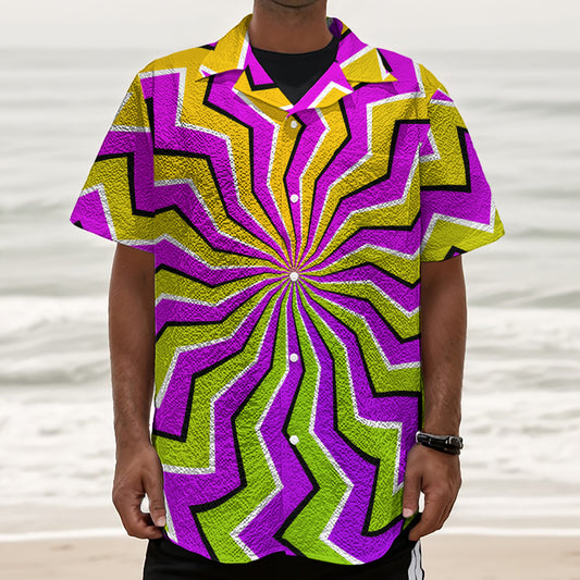 Colorful Dizzy Moving Optical Illusion Textured Short Sleeve Shirt