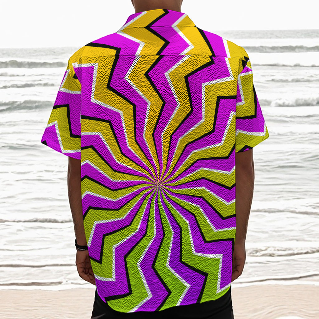 Colorful Dizzy Moving Optical Illusion Textured Short Sleeve Shirt