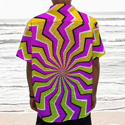 Colorful Dizzy Moving Optical Illusion Textured Short Sleeve Shirt