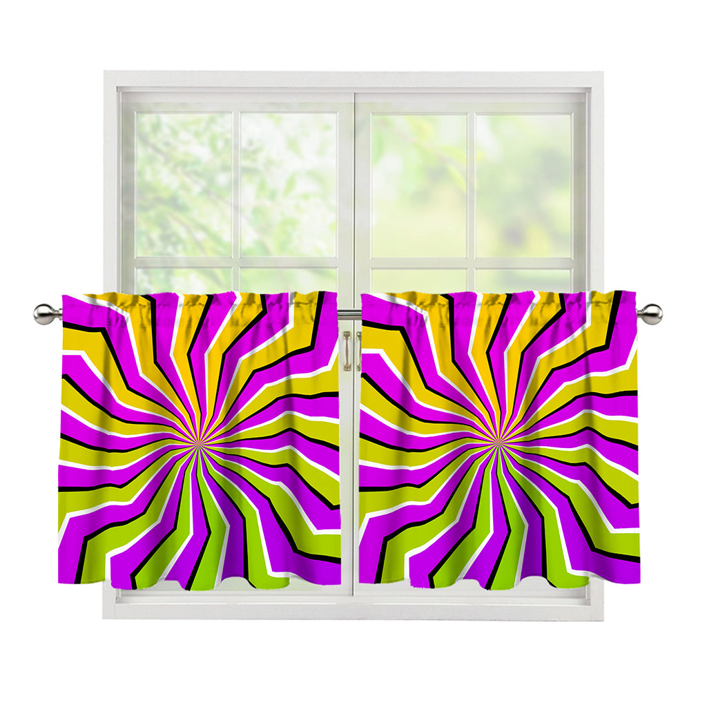 Colorful Dizzy Moving Optical Illusion Tier Curtains