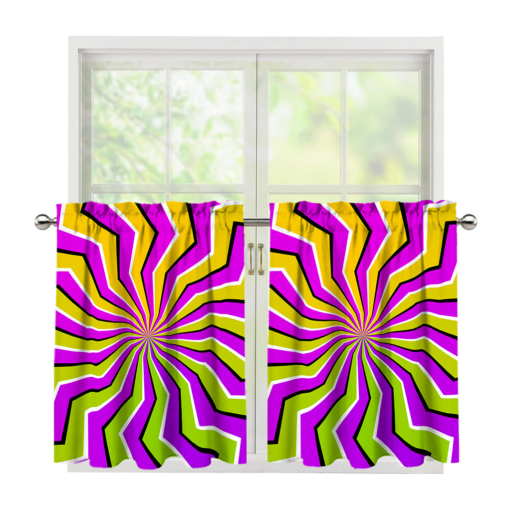 Colorful Dizzy Moving Optical Illusion Tier Curtains