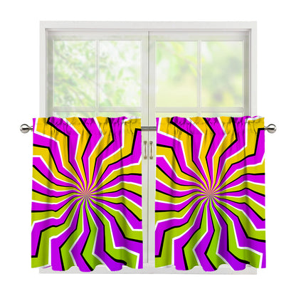 Colorful Dizzy Moving Optical Illusion Tier Curtains