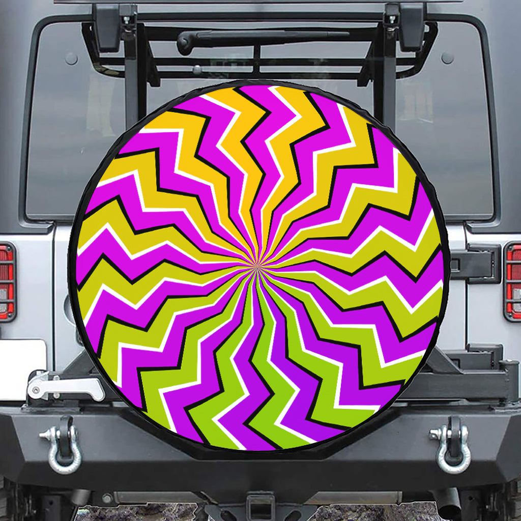 Colorful Dizzy Moving Optical Illusion Tire Cover