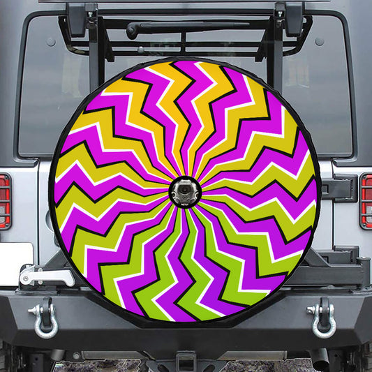 Colorful Dizzy Moving Optical Illusion Tire Cover With Camera Hole