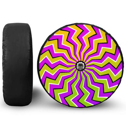 Colorful Dizzy Moving Optical Illusion Tire Cover With Camera Hole