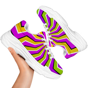 Colorful Dizzy Moving Optical Illusion White Chunky Shoes