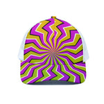 Colorful Dizzy Moving Optical Illusion White Mesh Trucker Cap