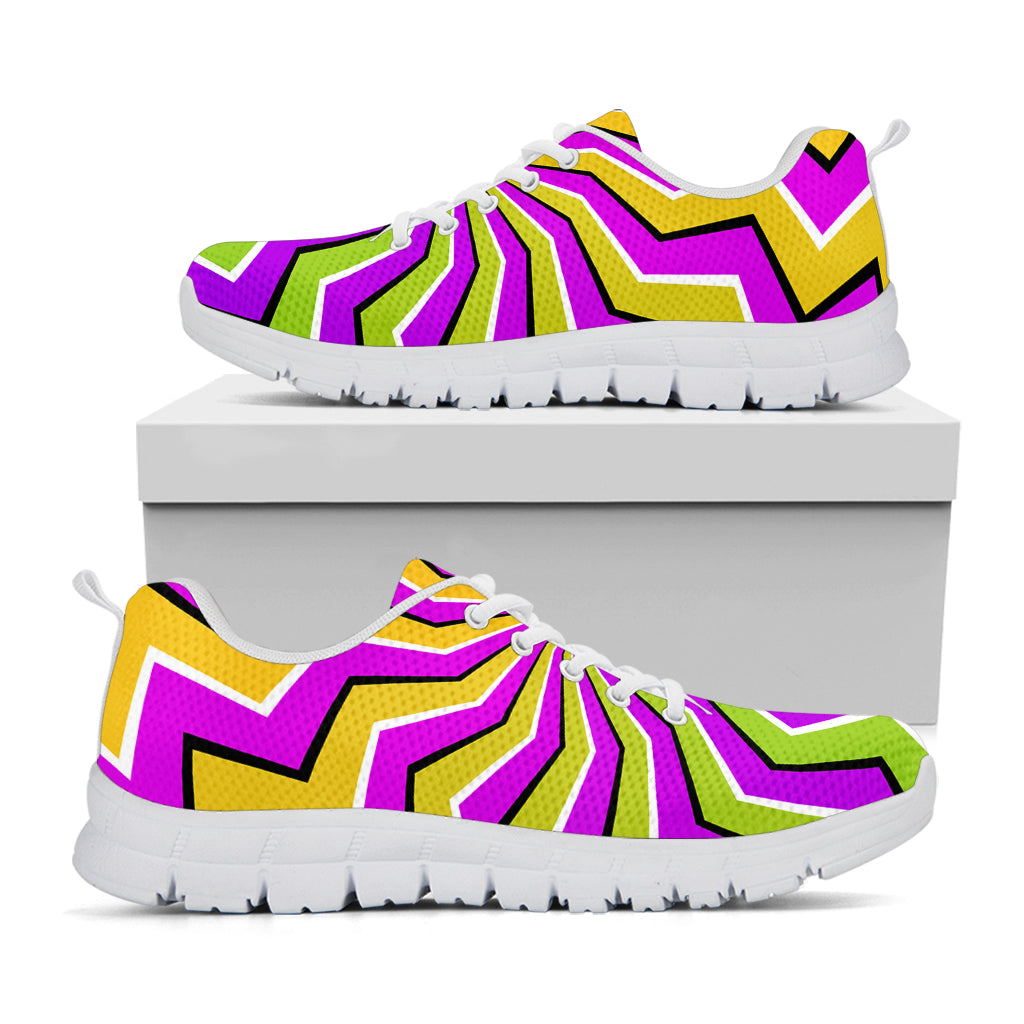 Colorful Dizzy Moving Optical Illusion White Running Shoes