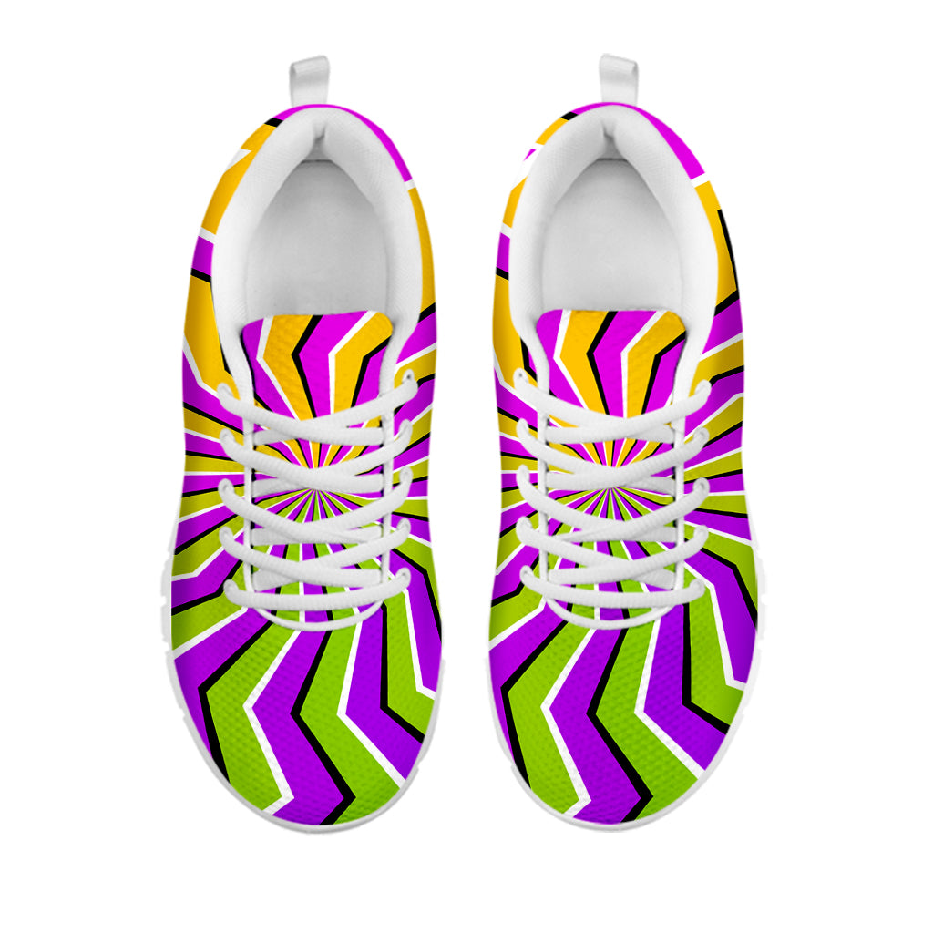 Colorful Dizzy Moving Optical Illusion White Running Shoes