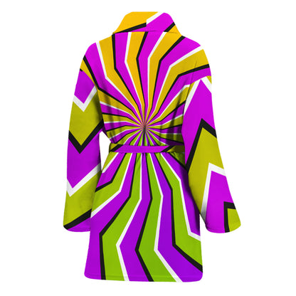 Colorful Dizzy Moving Optical Illusion Women's Bathrobe