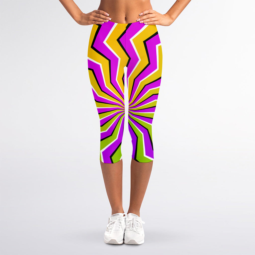 Colorful Dizzy Moving Optical Illusion Women's Capri Leggings