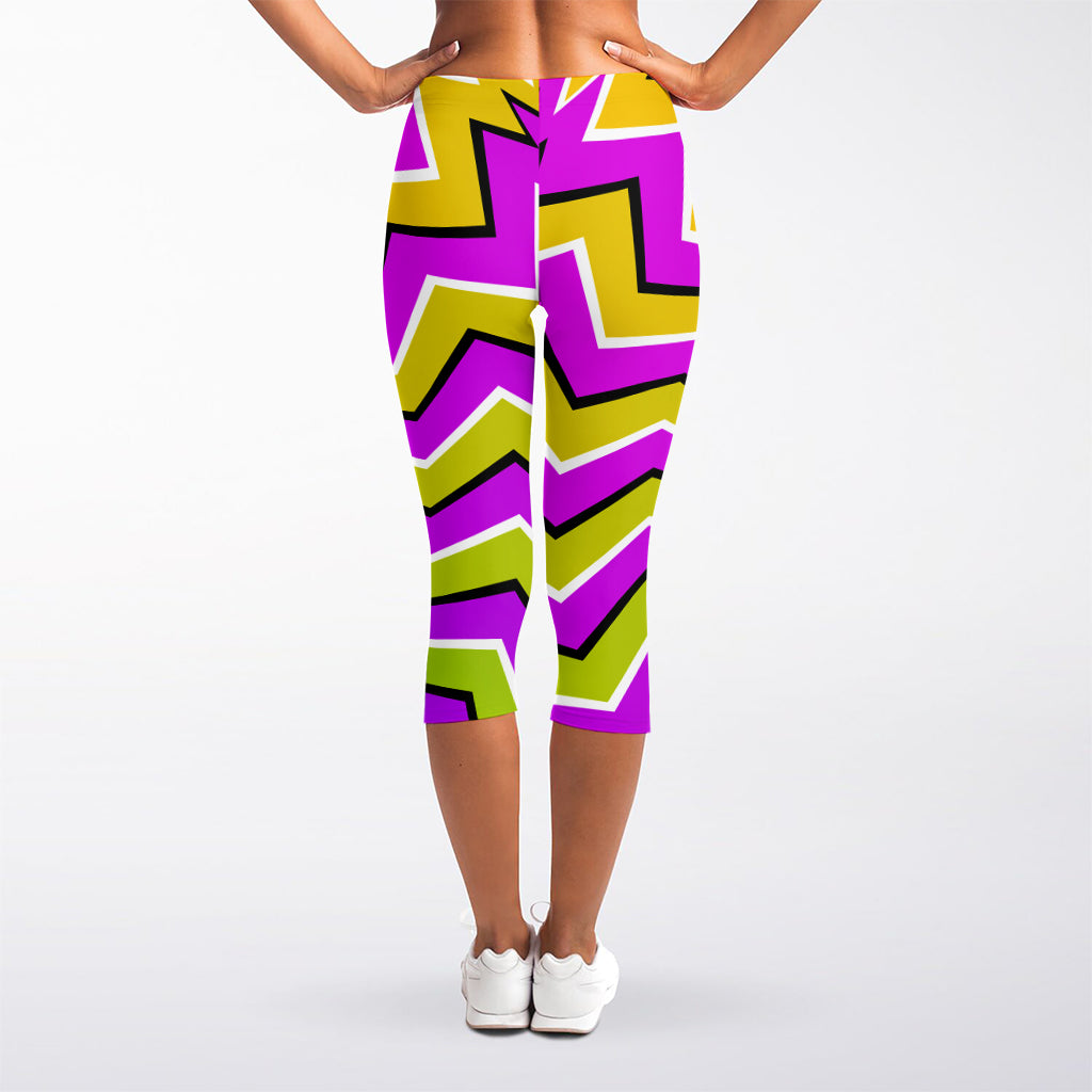 Colorful Dizzy Moving Optical Illusion Women's Capri Leggings