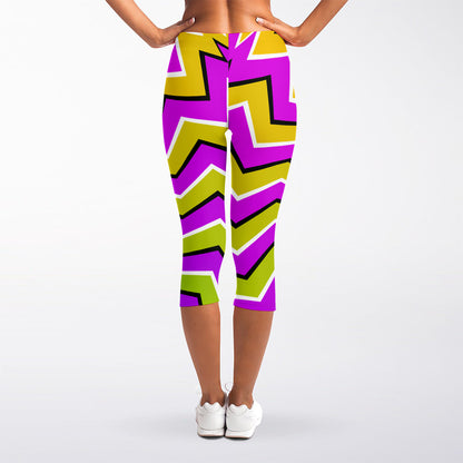 Colorful Dizzy Moving Optical Illusion Women's Capri Leggings