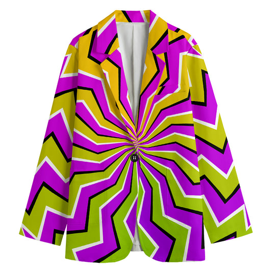 Colorful Dizzy Moving Optical Illusion Women's Cotton Blazer