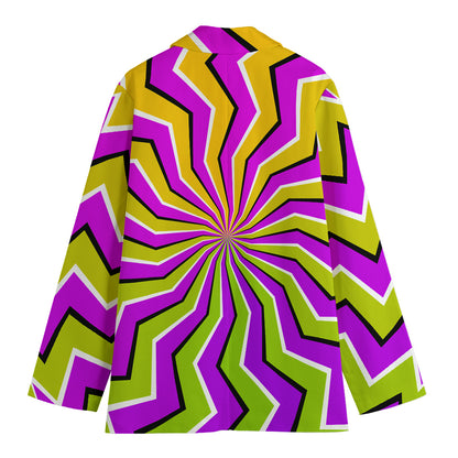 Colorful Dizzy Moving Optical Illusion Women's Cotton Blazer