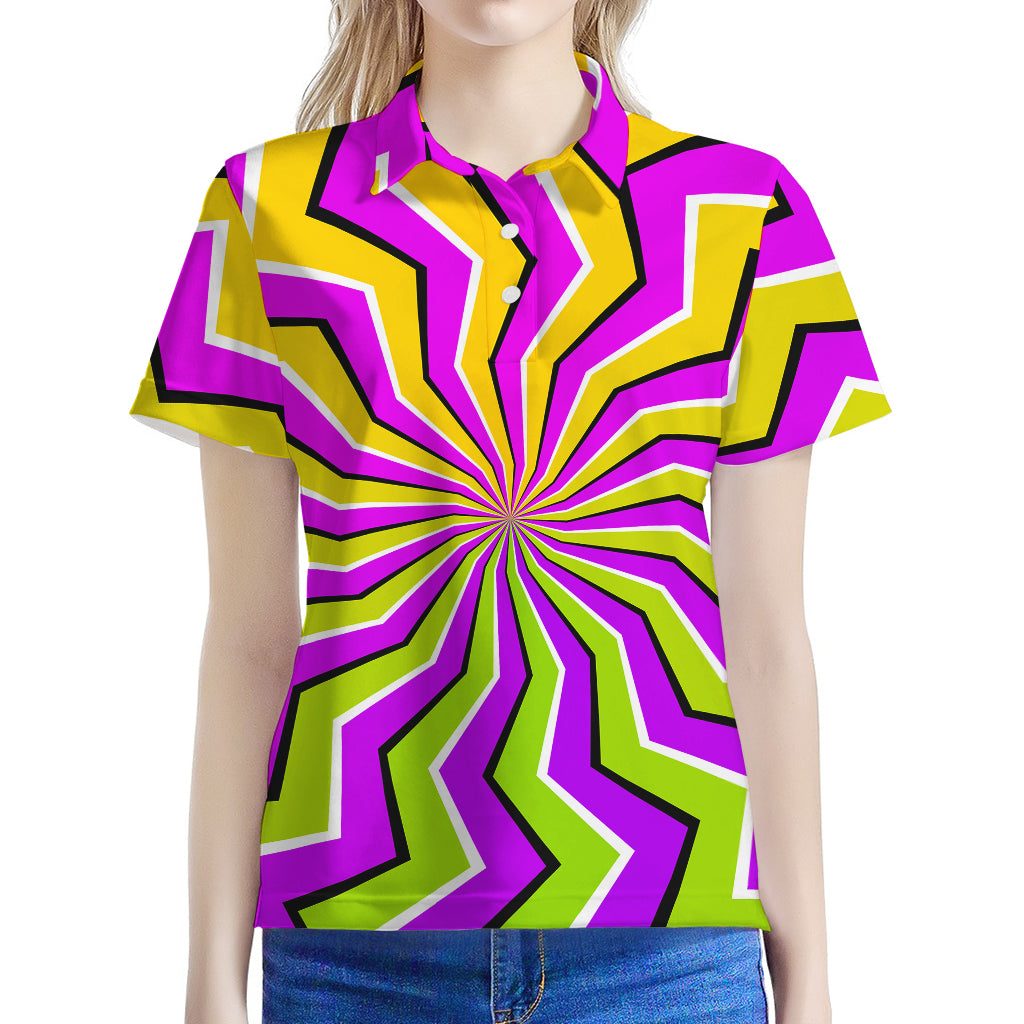 Colorful Dizzy Moving Optical Illusion Women's Polo Shirt