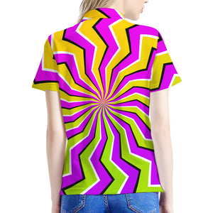 Colorful Dizzy Moving Optical Illusion Women's Polo Shirt