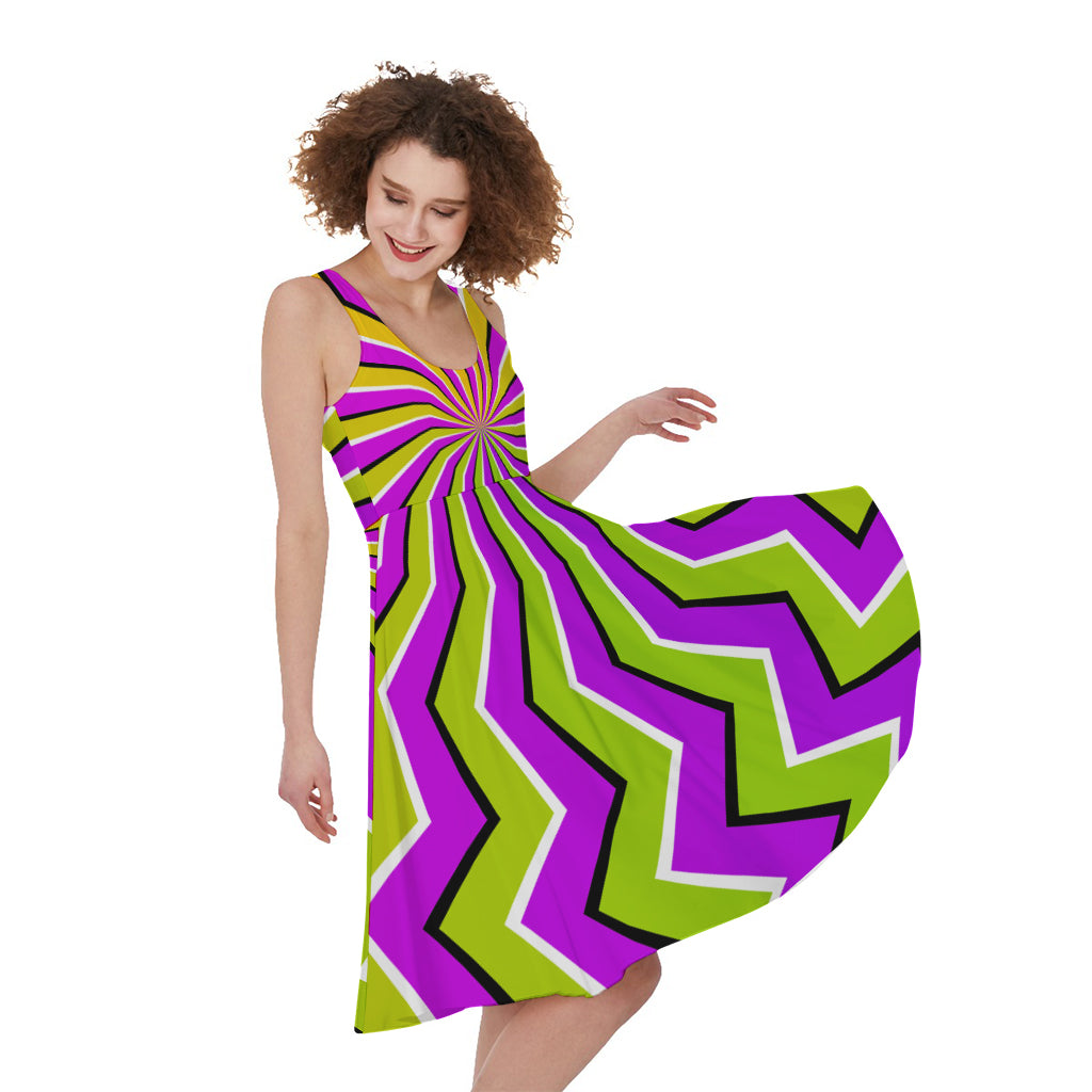 Colorful Dizzy Moving Optical Illusion Women's Sleeveless Dress