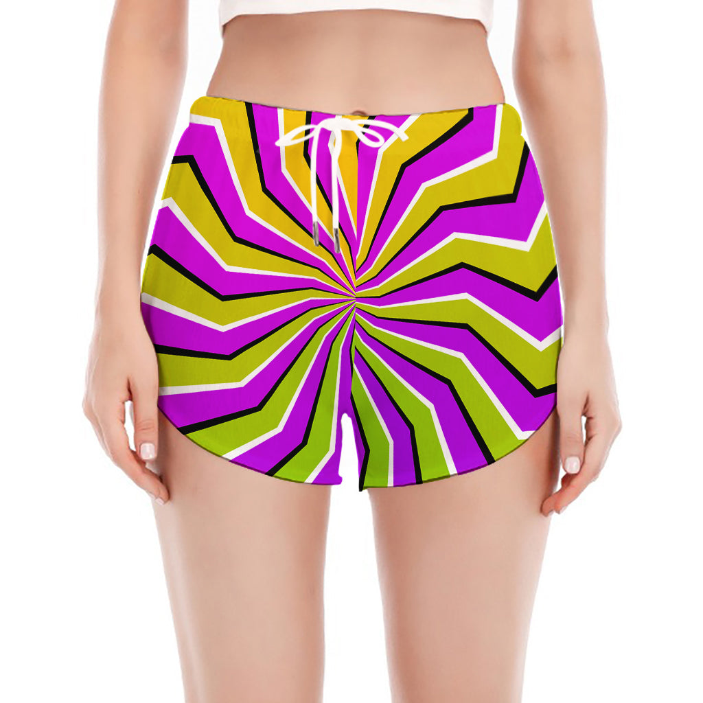 Colorful Dizzy Moving Optical Illusion Women's Split Running Shorts