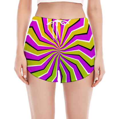 Colorful Dizzy Moving Optical Illusion Women's Split Running Shorts