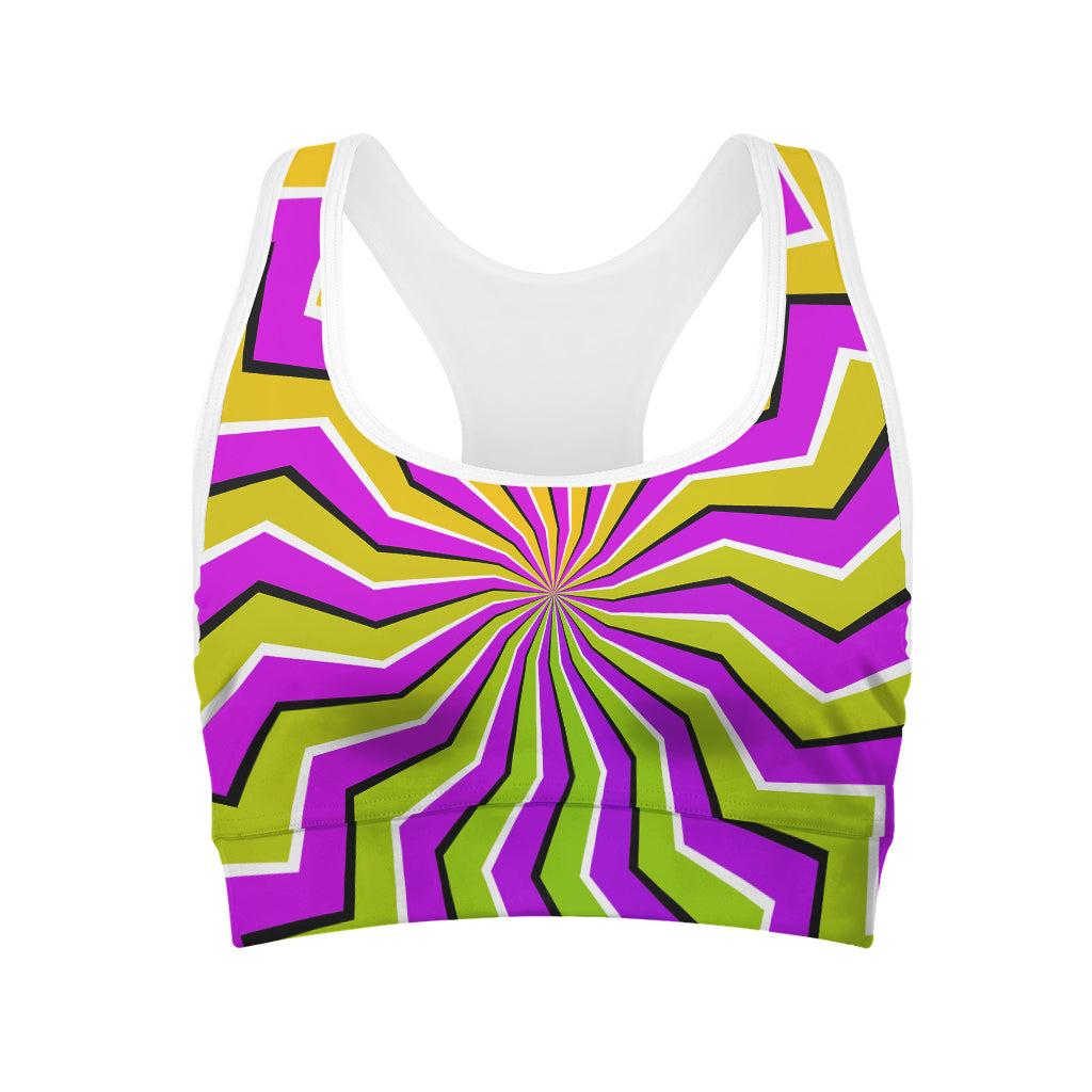 Colorful Dizzy Moving Optical Illusion Women's Sports Bra