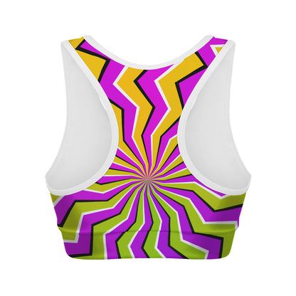 Colorful Dizzy Moving Optical Illusion Women's Sports Bra