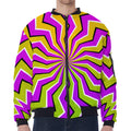 Colorful Dizzy Moving Optical Illusion Zip Sleeve Bomber Jacket