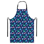 Colorful Dolphin Pattern Print Bib Apron With Pocket