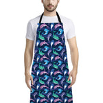 Colorful Dolphin Pattern Print Bib Apron With Pocket
