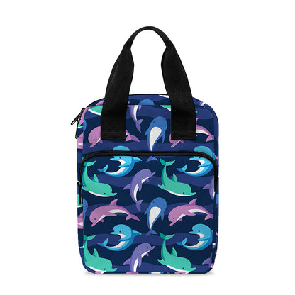 Colorful Dolphin Pattern Print Bible Tote Bag