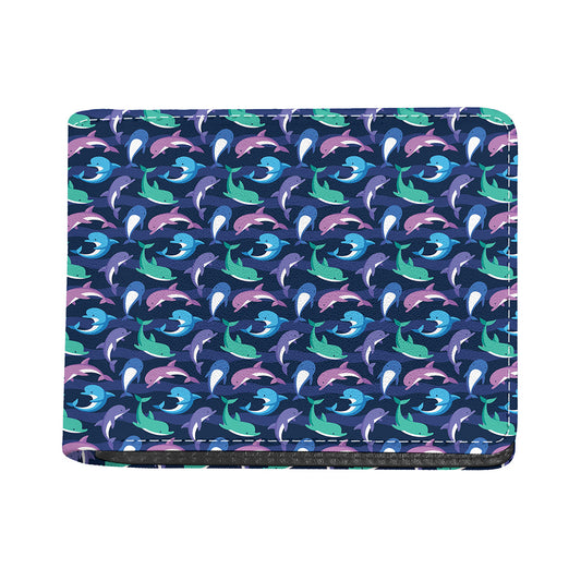 Colorful Dolphin Pattern Print Bifold Wallet