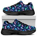 Colorful Dolphin Pattern Print Black Chunky Shoes
