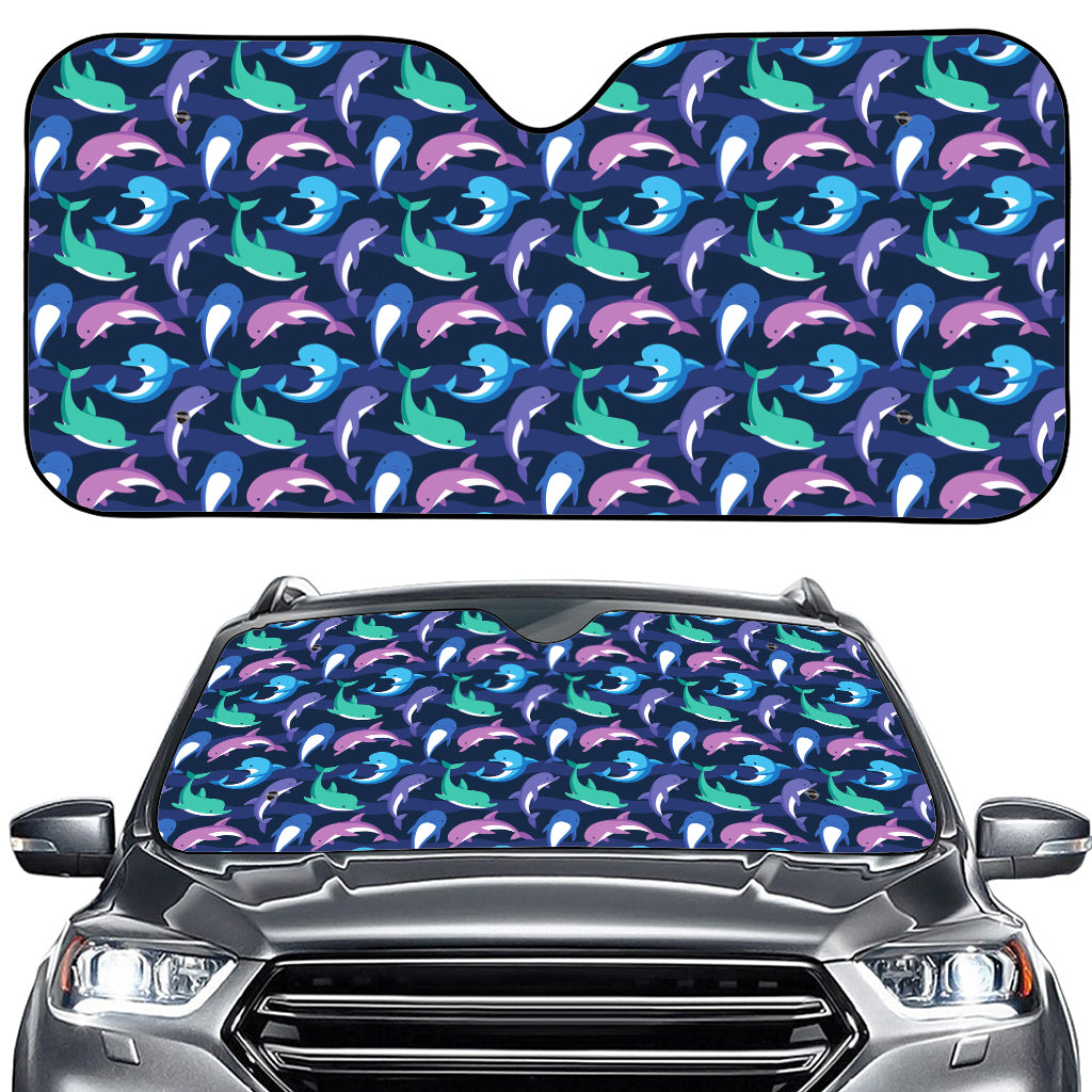Colorful Dolphin Pattern Print Car Windshield Sun Shade