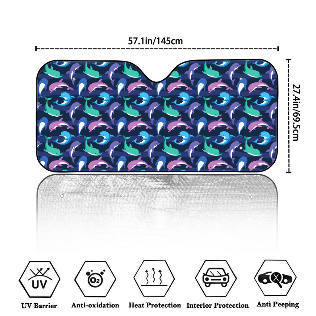 Colorful Dolphin Pattern Print Car Windshield Sun Shade