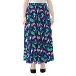 Colorful Dolphin Pattern Print Chiffon Maxi Skirt