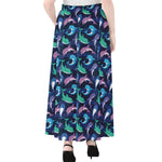Colorful Dolphin Pattern Print Chiffon Maxi Skirt