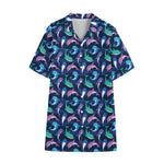 Colorful Dolphin Pattern Print Cotton Hawaiian Shirt