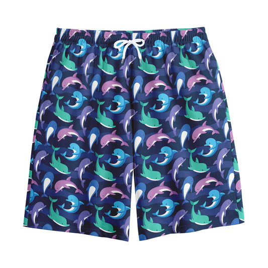 Colorful Dolphin Pattern Print Cotton Shorts