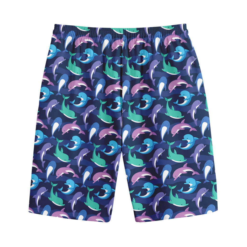 Colorful Dolphin Pattern Print Cotton Shorts